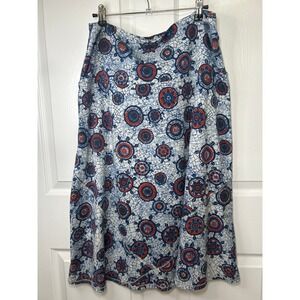 ExOfficio‎ Womens XL Midi Skirt Blue Orange Abstract Travel Casual Skirt